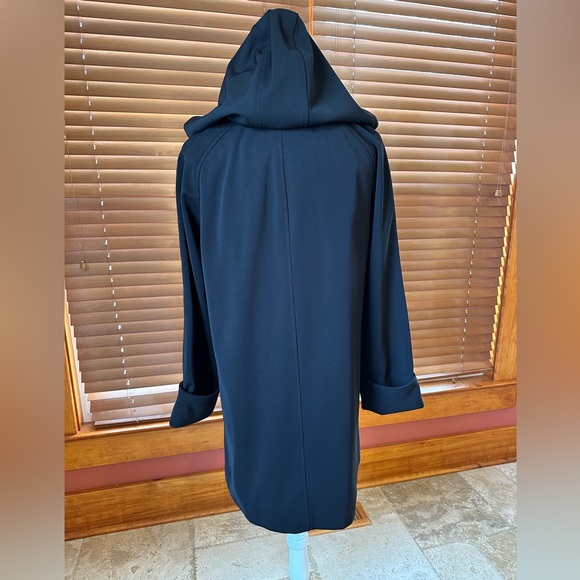 Michael Kors Black Trench Overcoat Silver Hook Closure Sz S MSRP $298 - Picture 6 of 9